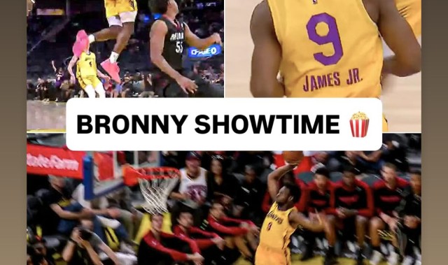 骄傲的老父亲！詹姆斯连续转发布朗尼的暴扣视频和照片