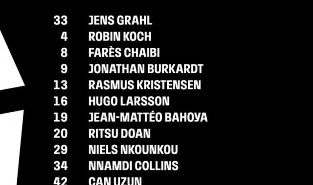 法兰克福德国杯首发公布，特拉普因正与另一俱乐部谈判缺席此役